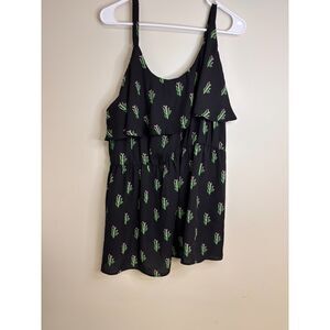 Torrid Size 4 Black Cactus Print Ruffle Cami Top Plus Size Boho